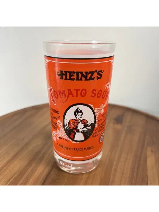 Vintage Pop Art Georges Briard Heinz Tomato Soup Can Label Beverage Glass - Picture 1 of 11